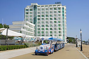 Journey transport with mini train ,Golden Sands Beach