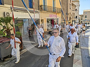 The jousters of Languedoc water jousting tournament in southern France