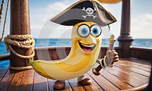 Jovial Banana Pirate with Cutlass