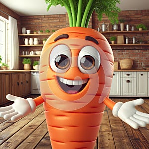 Jovial Carrot Character in Kitchen photo
