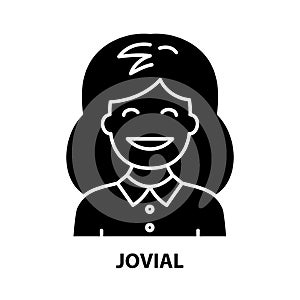 jovial icon, black vector sign with editable strokes, concept illustration