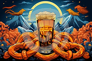Jovial Oktoberfest beer poster. Generate Ai