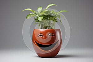 Jovial Smiling flower pot. Generate Ai photo