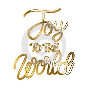 Joy to the world in gold lettering