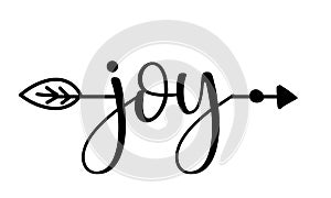 Joy word in boho arrow - lovely lettering calligraphy quote.