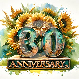 Joyful 30th Anniversary Sunflower Bouquet