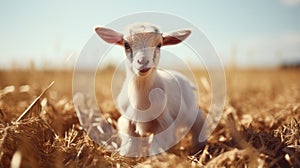 Joyful Baby Goat Walking In A Field - Photobashing Style