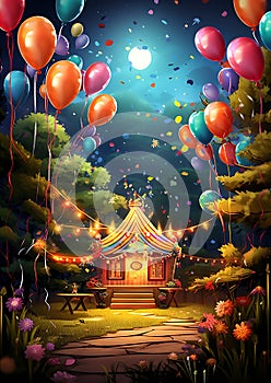 Joyful backdrop elements