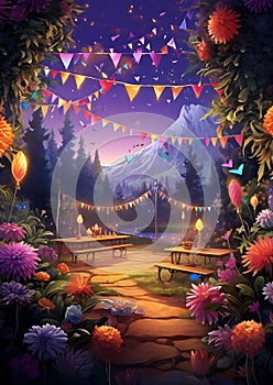 Joyful backdrop elements