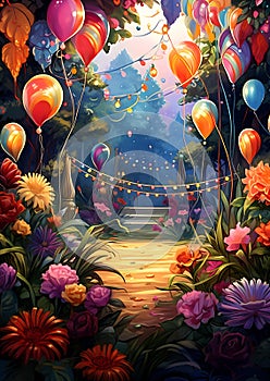 Joyful backdrop elements