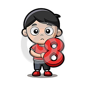 Joyful Boy with Math Books