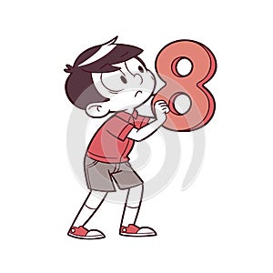 Joyful Boy with Math Books