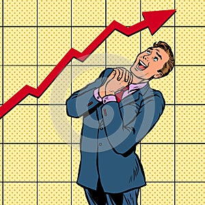 Joyful businessman growth chart