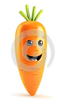 Joyful carrot character with a big smile photo