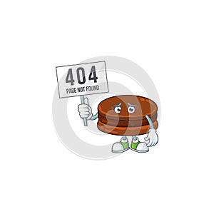 Joyful cartoon character of chocolate alfajor elevate a board