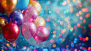 Joyful Celebration: Colorful Balloons and Glitter for Birthday Parties and Carnivals