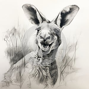 Joyful Celebration Of Nature: African Wildman Pencil Drawing Kangaroo