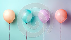 Joyful Celebration: Pastel Color Balloons Isolated on White Background