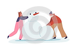 Joyful Children Bundled In Winter Gear Crafting Snowman With Carrot Nose And Coal Eyes. Laughter Fills The Frosty Air