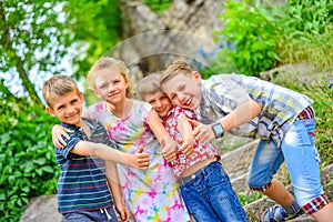 Joyful children playing in the park