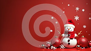 Joyful Christmas Red Background with Ample Copy Space