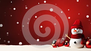 Joyful Christmas Red Background with Ample Copy Space