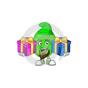 A joyful cocci mascot design style with Christmas gifts