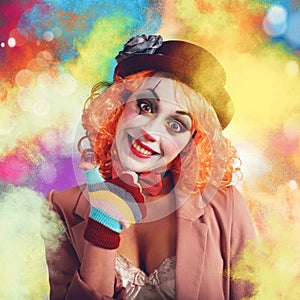 Joyful and colorful clown