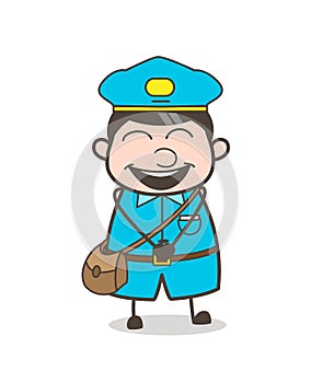 Joyful Comic Postboy Laughing Face