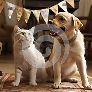 Joyful Dog and Cat Playtime