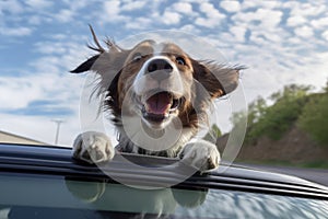 Joyful Dog Enjoying Car Ride with Wind in Fur - Action Lifestyle Shot