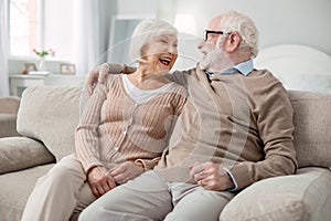 Joyful elderly couple being in a great mood