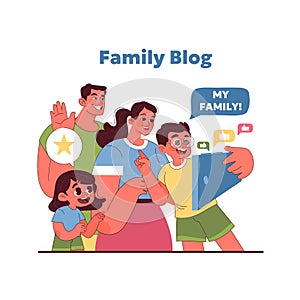 Joyful family blog concept. Vector