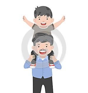 Joyful Father with son on shoulders