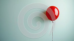 Joyful Freedom: Vibrant Red Balloon Floating Isolated on Pure White Background - This title captures the uplifting and joyful