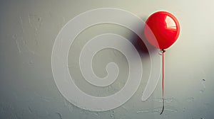 Joyful Freedom: Vibrant Red Balloon Floating Isolated on Pure White Background - This title captures the uplifting and joyful