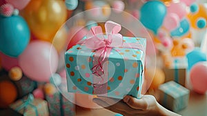 Joyful Giving: The Moment of Birthday Gift Handover and Delightful Celebration