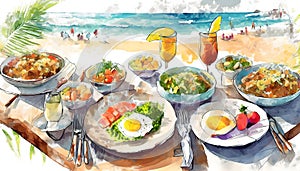 Joyful Happiness Beach Cheers Celebration Friendship Summer Fun Dinner Concept