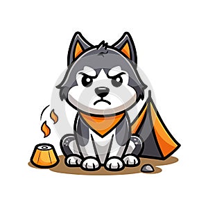 Joyful Husky in Camping