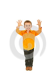 Joyful kid showing ten fingers