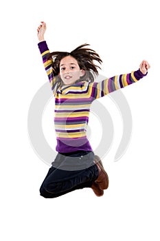 Joyful little girl jumping