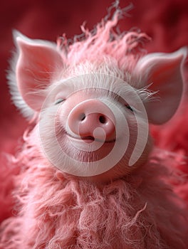 Joyful Oinks: The Tale of a Smiling Woolen Pig