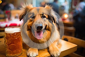 Joyful Oktoberfest Moment with a Dog.