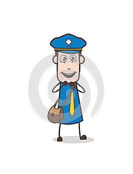 Joyful Postman Laughing Face Vector