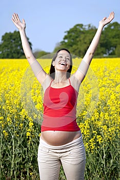 Joyful pregnant woman