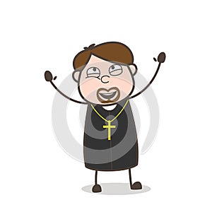 Joyful Priest Remembering Jesus Vector Illustration