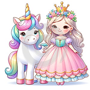 Joyful Princess and Magical Unicorn Friends