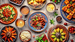 Joyful Ramadan Kareem Iftar Table Adorned With Tempting Festive Treats