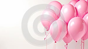 A joyful scene of multiple bright pink balloons floating together in the sky, adding merriment to any celebration, Party balloons