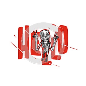 Joyful skeleton vector illustration.